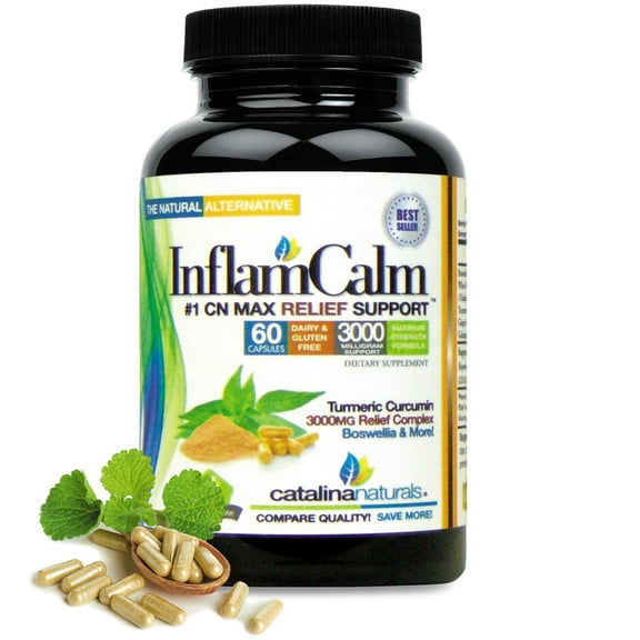 Catalina Naturals All Natural InflamCalm 3000 Relief Support, 60 Vegetarian Capsules