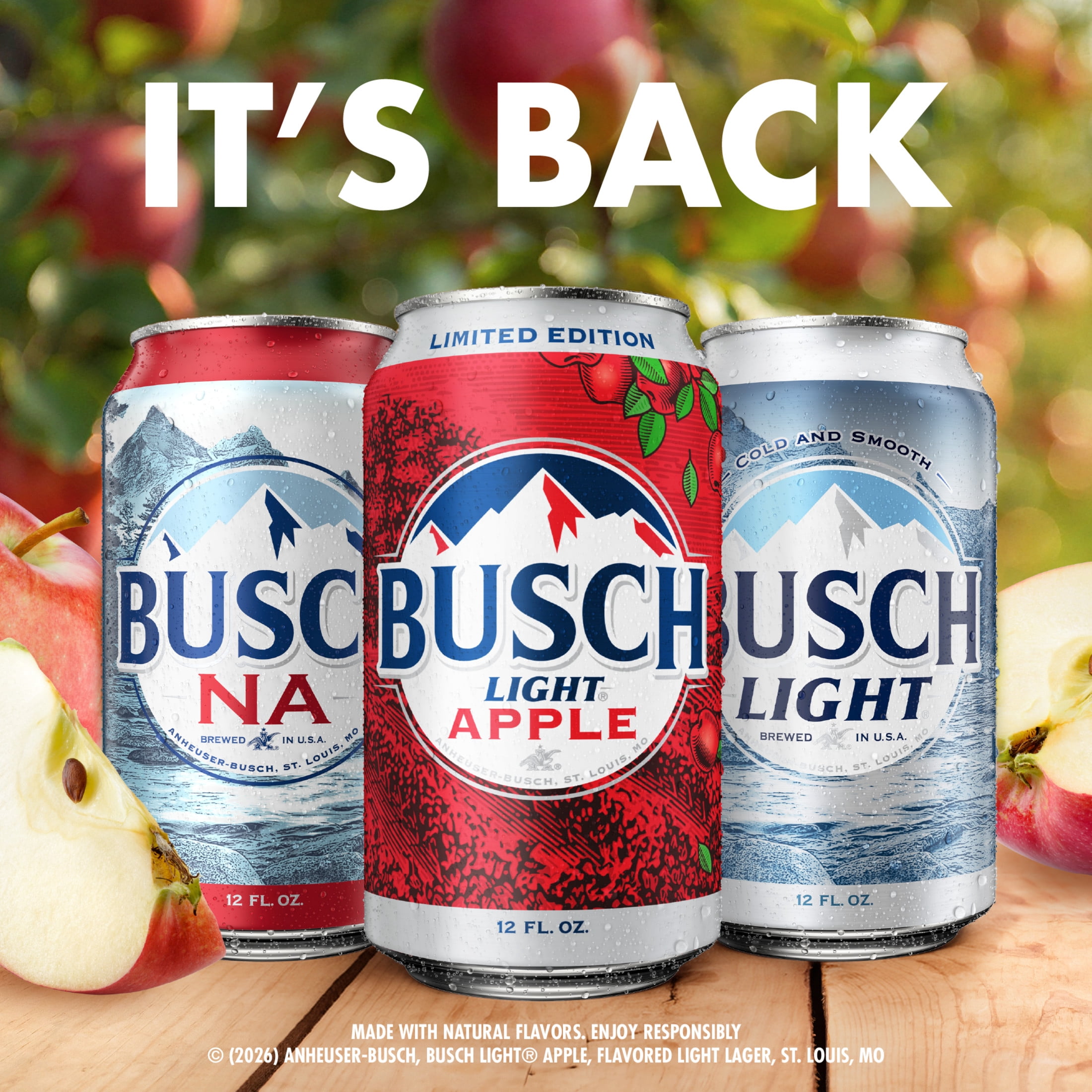 Busch Light Apple American Lager Beer 30 Pack, 12 fl oz Cans , 4.1% ABV