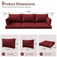 thumbnail image 2 of Snubbull 8-piece Patio Furniture Cushions, Replacement Outdoor Cushions for 3-Seat Sectional Sofa, Waterproof & Zipped, 25.6"*23.6"*4", Burgundy, 2 of 8