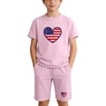 thumbnail image 2 of ITSAME Girls Outfit Sets Patriotic Print Cotton T-Shirt and Shorts 4th of July Casual Clothes 2-Piece Pink Size 9, 2 of 9
