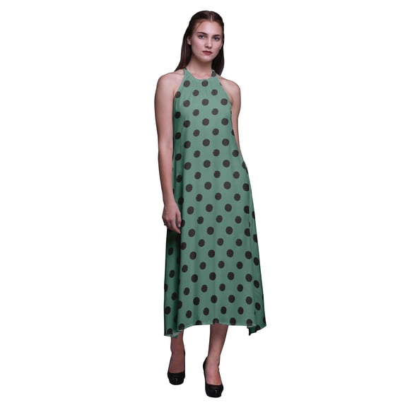 Bimba Geometric Women Backless Halter Neck Beachwear Summer Evening Party Dress-Medium