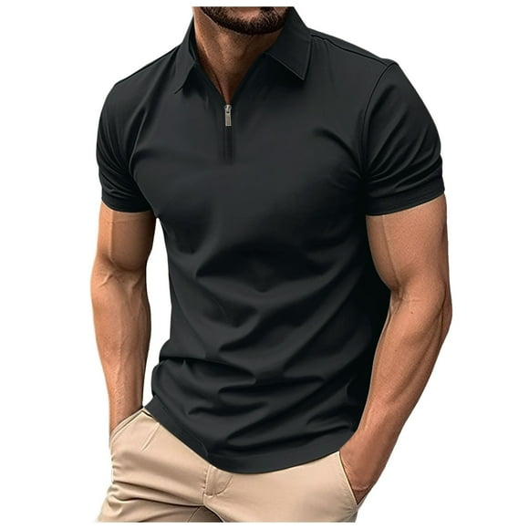 FhsagQ Men's Shirts Men Shirts for Men'S Short Sleeve T Shirt Summer Casual Solid Holiday Shirts Tops Men's Shirts Cotton Tops Super Fit Men Shirts Black L