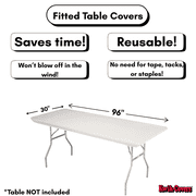 Kwik-Covers 10 Pack Rectangular Plastic Table Covers - 8' Rectangle, Ivory