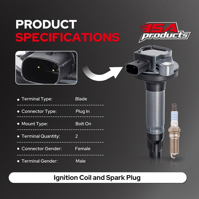 ‌‌Set of 6 ISA Ignition Coil Pack and 6 Spark Plug SP411 Compatible with Ford Edge Flex Fusion Lincoln MKS MKT MKX MKZ Mazda CX-9 3.5L 3.7L Replacement for UF553 UF595 5C1652
