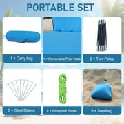 4-6 Person Extra Large Beach Tent, 122x106x87 Inches, Compact Foldable Design (16.9x4“), 360° Ventilation, UV Protection, Sandbags, Side Pockets, Includes Beach Mat, Optimal Stability & Portability