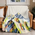 thumbnail image 2 of Abstract Snowy Flannel Blanket for Bed,Travel and Camping, Mountain Colored Drawing Oil Painting Super Soft Cozy Blanket for All Seasons 30"x40", 2 of 7