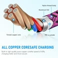 thumbnail image 6 of USB C Cable, Type C Cables 10FT Hootek 3 Pack Type C Charging Cable USB Cable Cord Type C to USB A Cord Android Type C Charging Cords Phone Cables Fast charging cable for Samsung, Multicolor, 6 of 8