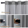 thumbnail image 5 of XWZO Total Blackout Curtains with Tiebacks for Sliding Glass Door, 100% Light Block Window Curtain Drape 2 Panels Set, Noise Reducing Privacy Curtain for Living Room, Grey,60 x 84, 5 of 6