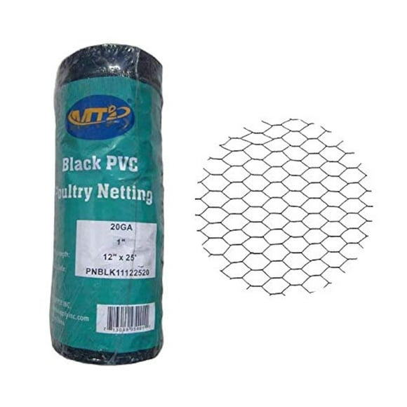 PVC Hexagonal Poultry Netting Chicken Wire 24" x150' x 1" Mesh 20GA Black