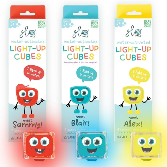Paquete de 12 cubos iluminados activados por agua Glo Pals