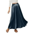 thumbnail image 3 of LSLJS Womens Satin Skirt Drawstring Elastic Waist Maxi Skirts Flowy Fashion Solid Color Long Skirt, S-2XL, 3 of 5