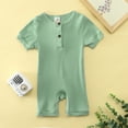 thumbnail image 2 of HQiJIAN Jumpsuits For Girls Babys Girls Boys Summer Casual Solid Color Jumpsuit Knitted Ribbed Pattern Rompers,Sizes 18-24 Months, 2 of 6