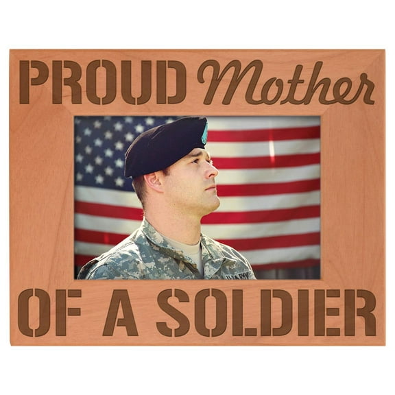 ThisWear Proud Mother of a Soldier Natural Wood Engraved 4x6 Landscape Picture Frame Wood