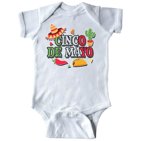 

Inktastic Cinco De Mayo with Sombrero Red Chili Pepper Taco and Cactus Gift Baby Boy or Baby Girl Bodysuit