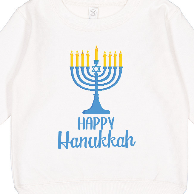 Happy Hanukkah With Blue Menorah Toddler Sweatshirt photo 3