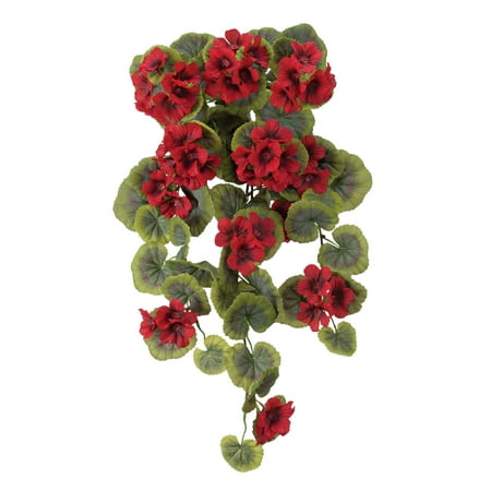 Red Long Stem OakRidge Artificial Geranium Hanging Stem – Red, 23 ½” Long – Faux Floral Home Décor for Indoor/Outdoor Use ()