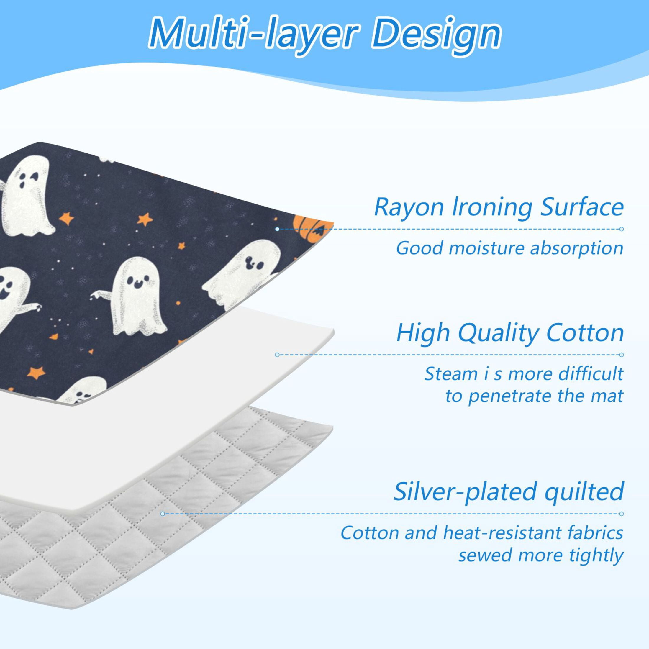 Stars and Ghosts Ironing Board Covers Heat Resistant Ironing Pad Mat Portable for Travel Washer Dryer Table