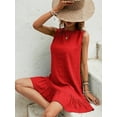 thumbnail image 3 of Women's Ruffle Hem Sleeveless Tank Dress Round Neck Casual Smock Summer Mini Dresses, 3 of 11