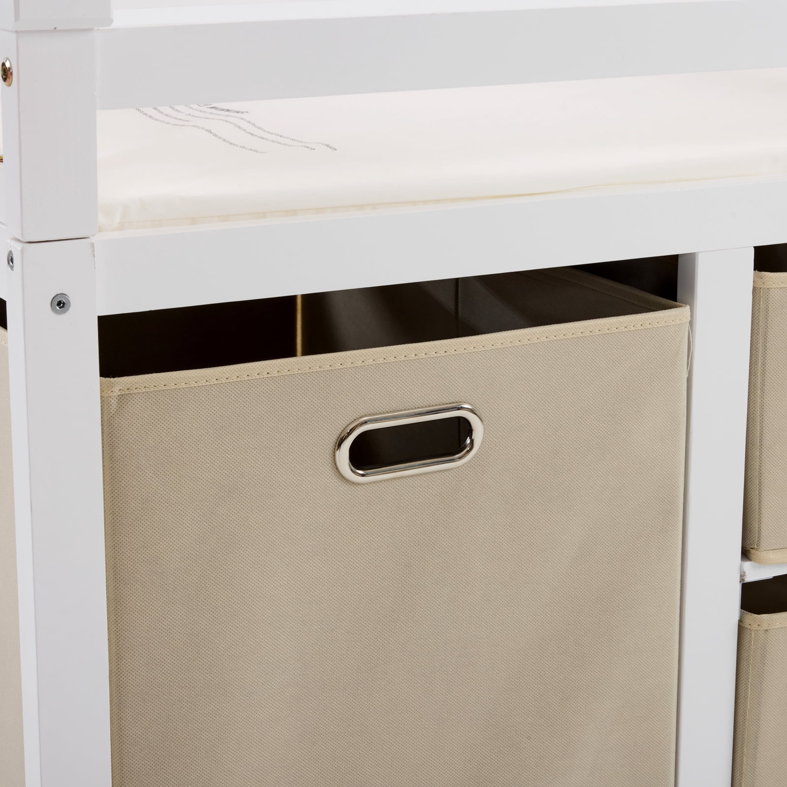 Zimtown Baby Changing Table,Dresser Baby Diaper Changing Station with Laundry Hamper,Infant Nursing Table with 3 Storage Drawers,Removable Safety Rail & Strap for Bedroom,White