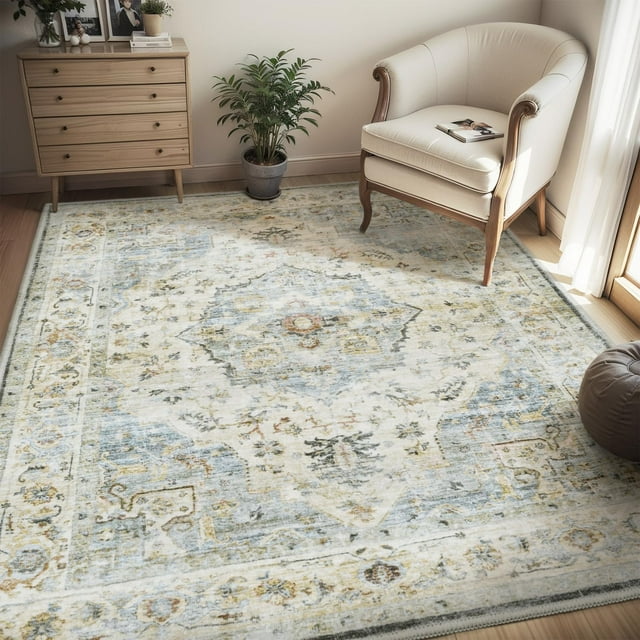 -Runner Rug X Rugs for Living Room- Machine Washable Rug-Soft Living Room Rug-Vintage Non Slip Carpet-Rugs for Bedrooms Dining Office