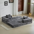 thumbnail image 5 of Convertible Couch Sofa Bed Foldable Floor Sleeper | Modern Fold Out Couch | No Assembly Compression Sofa King Size Sleeper for Living Room, Bedroom | Dark Gray Chenille, 5 of 10
