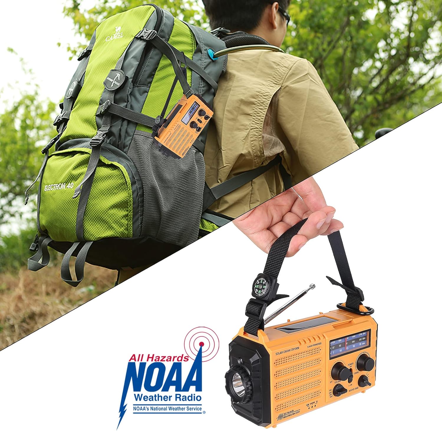 Weather Radio, 5000mAh/18500mWh NOAA Weather Radio, Solar Hand Crank Emergency Radio with AM/FM/SW/NOAA Weather Alert, Flashlight, Reading Lamp, Cell Phone Charger and SOS Siren.Product promotion