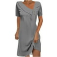 thumbnail image 2 of Sakmal Shirt Dress Summer Dresses for Women Semi Formal Graduation Mini Short Sleeve V Neck Dresses, 2 of 5