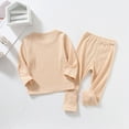 thumbnail image 2 of YunPes Toddler Baby Thermal Sweatsuits 2 Piece Winter Warm Comfy Clothes Girls Boys Crewneck Pullover Elastic Pants Layering Outfits, 2 of 3