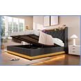 thumbnail image 5 of King Size Linen Upholstered Hydraulic Storage Bed Frame with 360 LED & USB-C, Gray, No Box Spring Needed for Master Bedroom, 5 of 21