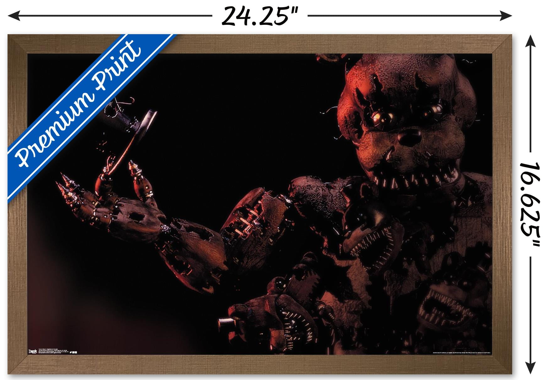 Five Nights at Freddy's - Nightmare Freddy Wall Poster, 14.725" x 22.375", Framed
