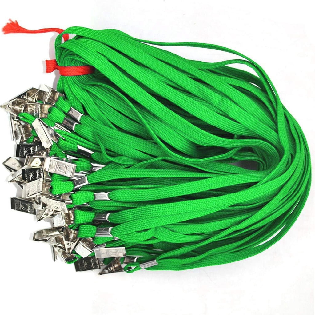 100 Pcs Flat Neck Lanyard Neck Straps Lanyard with Clip Black Lanyards for Teens