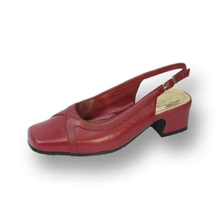 - Tessa Women Wide Width Leather Slingback Pump RED 6