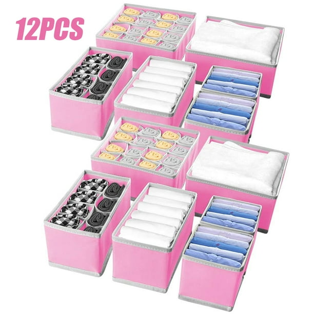 12 Pack Foldable Drawer Organizers, Storage Boxes, Closet Dresser