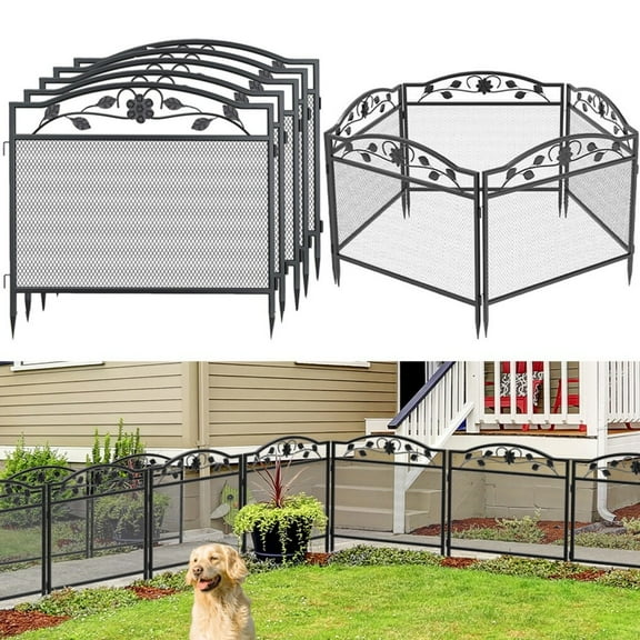 WubiovTall Decorative Garden Fence Metal Dog Fence Outdoor Yard Animal Barrier Fencing