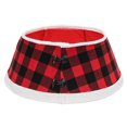 thumbnail image 2 of New Traditions - Collar para base de árbol de Navidad con diseño cuadro búfalo y cierre de botón - Negro/Rojo, 2 of 9