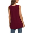 thumbnail image 4 of Jumpingount Camiseta sin mangas para mujer Camiseta sin mangas con cuello en V Blusa con cuello en V Chaleco de color sólido Vestidos Vino rojo L Jumpingount AP003123-13, 4 of 6