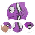 thumbnail image 3 of Unique Bargains 1 Pc Waterproof Cartoon Pattern Swim Cap Purple, 3 of 6