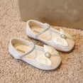 thumbnail image 7 of Hinvhai Girl's Bow Dress Shoes Ballet Princess Flats with Rhinestone Strap for Party Wedding School, Toddler/Little Kid/Big Kid Beige 10.5(27), 7 of 7