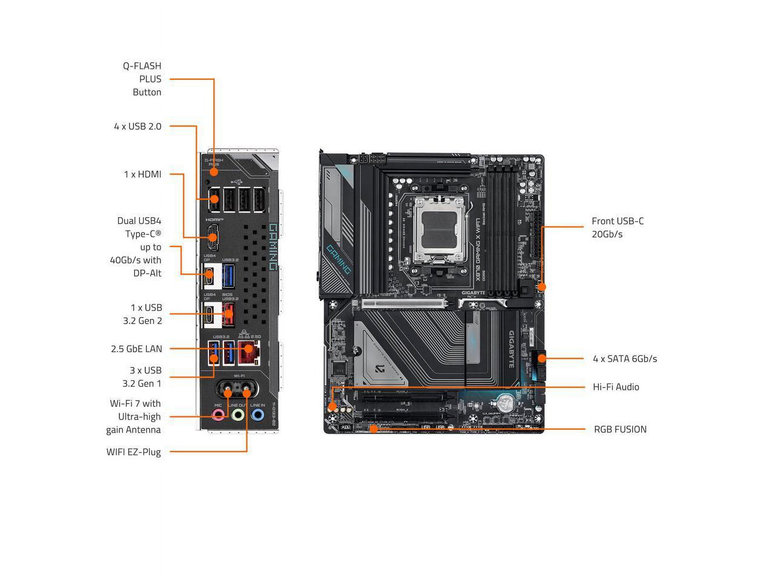 Gigabyte X870 GAMING X WIFI7 Gaming Desktop Motherboard - AMD X870 Chipset - Socket AM5 - ATX (x870gamingxwifi7)