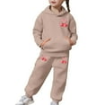 thumbnail image 4 of Girls Sweatsuit Size 7 Casual Print Hoodie and Pants Outfit 2 Piece Toddler Kids Fashion Athletic Wear Comfy Daily Play Youth Two Piece Tracksuit for Loungewear, 4 of 7