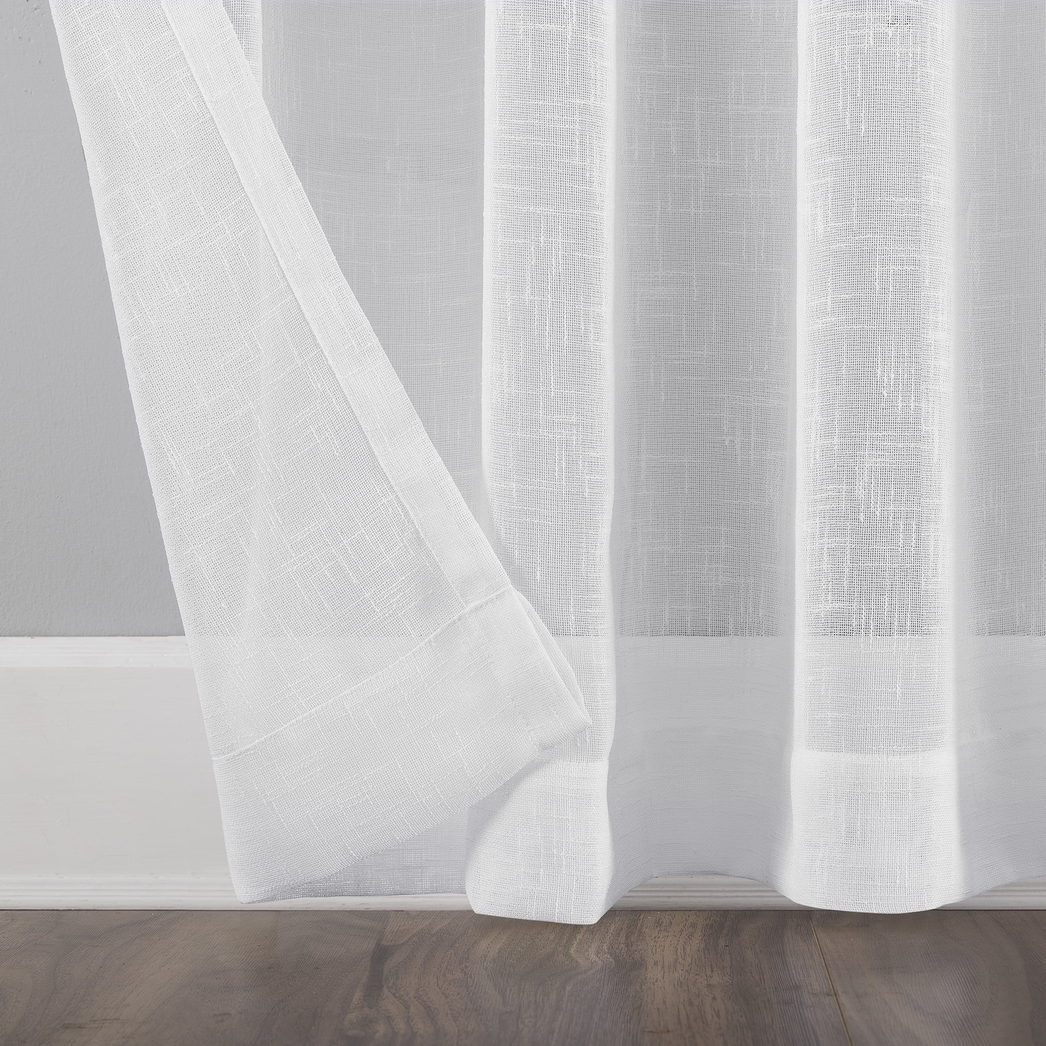 Archaeo Burlap Weave Linen Blend Tab Top Curtain, 50"x63", 50"x63", White