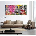 thumbnail image 2 of Hieng Large 3 Panels Abstract Wall Art Graffiti Love Grey Background Canvas Painting Poster for Street Living Room Wall Decor Unframed, 2 of 6