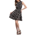 thumbnail image 1 of INSPIRE CHIC Vestidos de gasa para mujer, vestido mini sin mangas con fruncido y estampado floral, L Negro-Floral, 1 of 6
