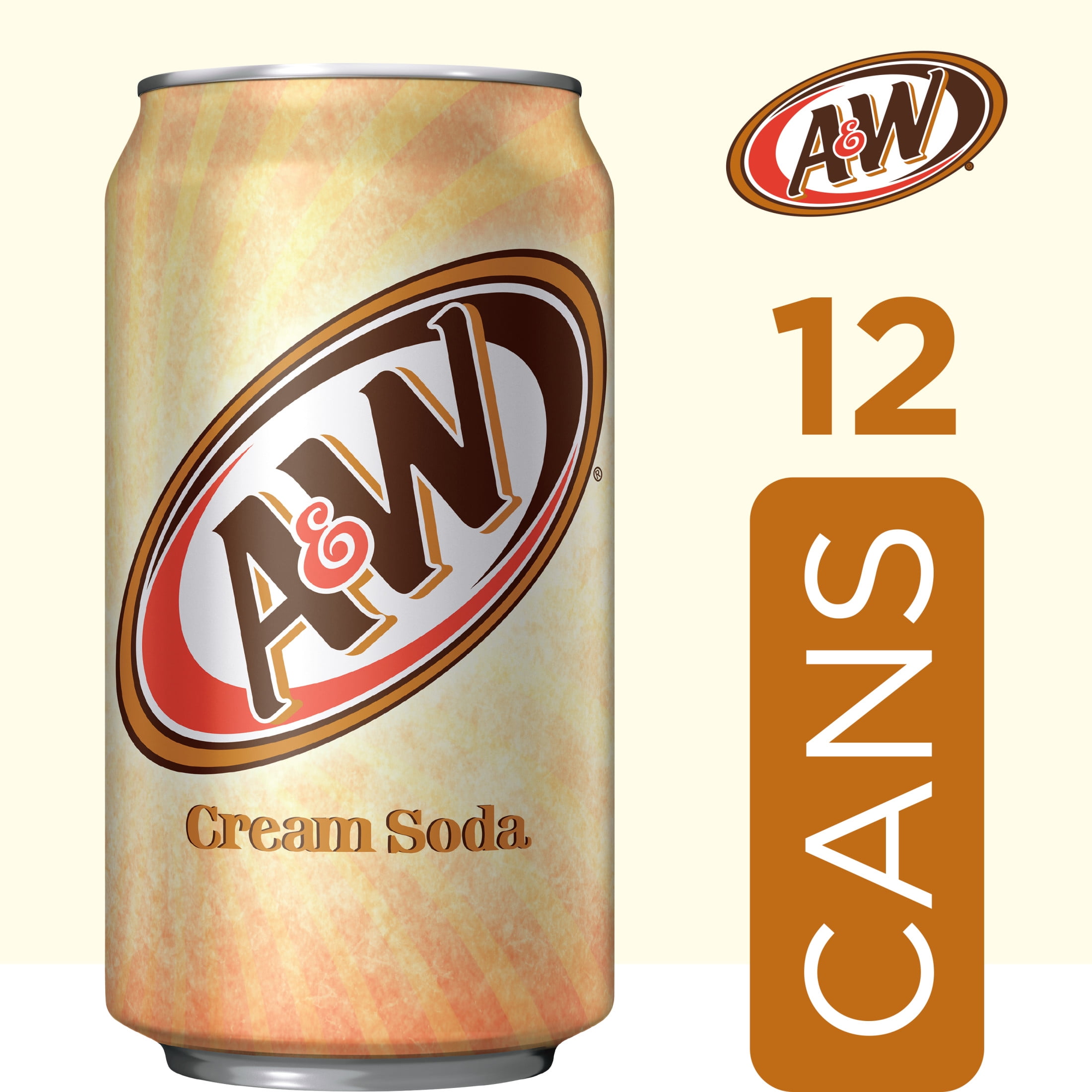 A&W Cream Soda Pop, 12 fl oz, 12 Pack Cans