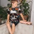thumbnail image 4 of Fotbe Flower Horn Skull A Pijama Estampada de 2 Piezas para Niños – Ropa de Dormir de Manga Corta Cómoda para Niños y Niñas, Camiseta y Shorts de Algodón-Large, 4 of 6