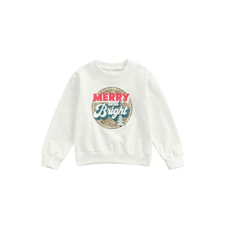 

Calsunbaby Children Christmas Sweater Pullover Letter Printed Pattern Round Collar Long Sleeve Casual Sweatshirt Kids Clothing