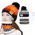 thumbnail image 5 of GRNSHTS Heated Beanie Hat and Neck Warmer Set Warm Scarf Pom Knit Hat USB USB Electric Womens Winter Heated Hat Scarf (Black), 5 of 8