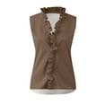 thumbnail image 2 of Womens Linen Tops, Button V Neck Sleeveless Blouse Casual Tank Tops Off Shoulder For Women Casual Tops White T Shirts Gym Tops Denim Low Cut Bell Sleeve Tops Tank Tops Tank (XL, Brown) Unbranded, 2 of 5