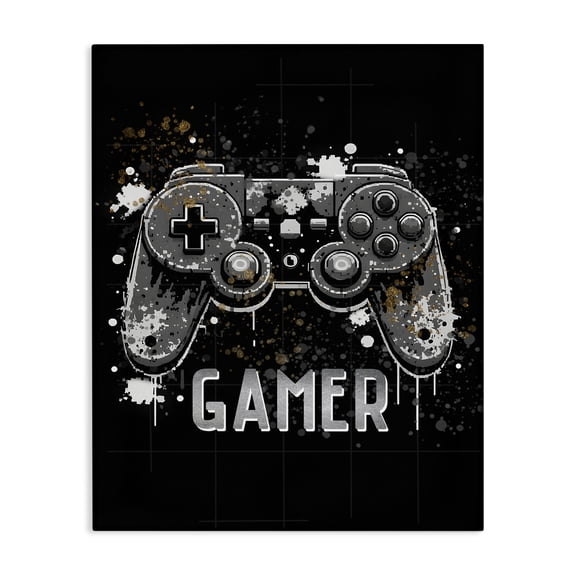 Stupell Industries Contemporary Gamer with Modern Splash Canvas Art, 16 x 20, by Kim Allen