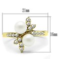 thumbnail image 2 of IP Gold(Ion Plating) Stainless Steel Ring with Synthetic Pearl in White for Women White Stone Color Style TK116G Size 9, 2 of 4